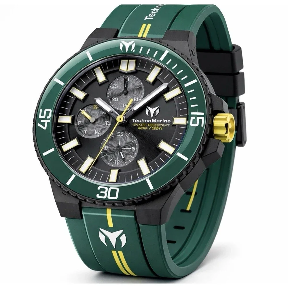 TechnoMarine Racing Legends Quartz Chronograph 43mm Black Dial Green Strap